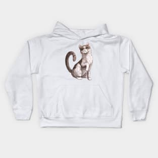 White and Gray Calico Cat Pet Portrait Kids Hoodie